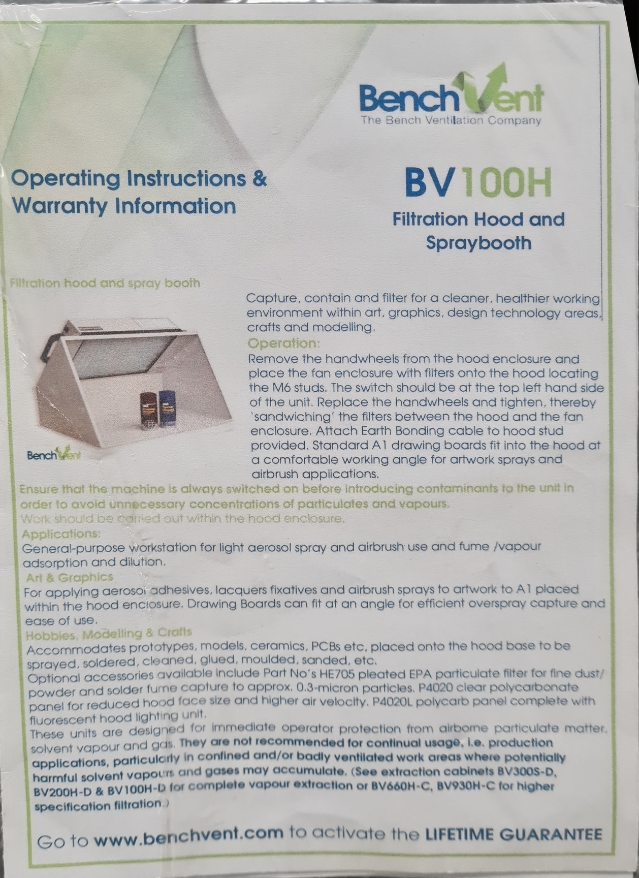 Image of BenchVent BV100H Airbrush Spray Booth
