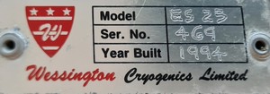 Thumbnail image of Wessington Cryogenics Limited ES-25  Liquid Nitrogen Dispensing Dewar Lab