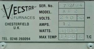 Thumbnail image of Vecstar Model AF2 Laboratory Tube Furnace Lab