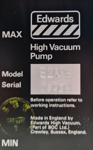 Thumbnail image of Edwards High Vacuum Pump 2 Two Stage  Model: E2M2 Lab