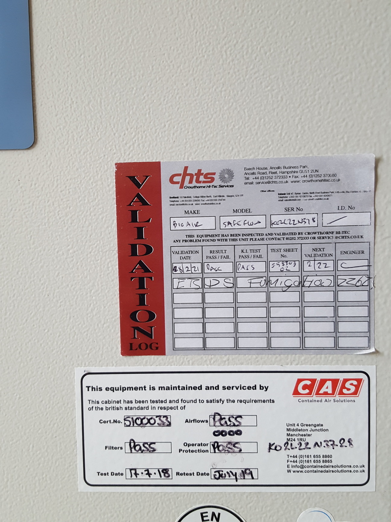 Image of BioAir Safeflow S@feFlow 1.2 Class II Microbiological Safety Cabinet & Stand Lab