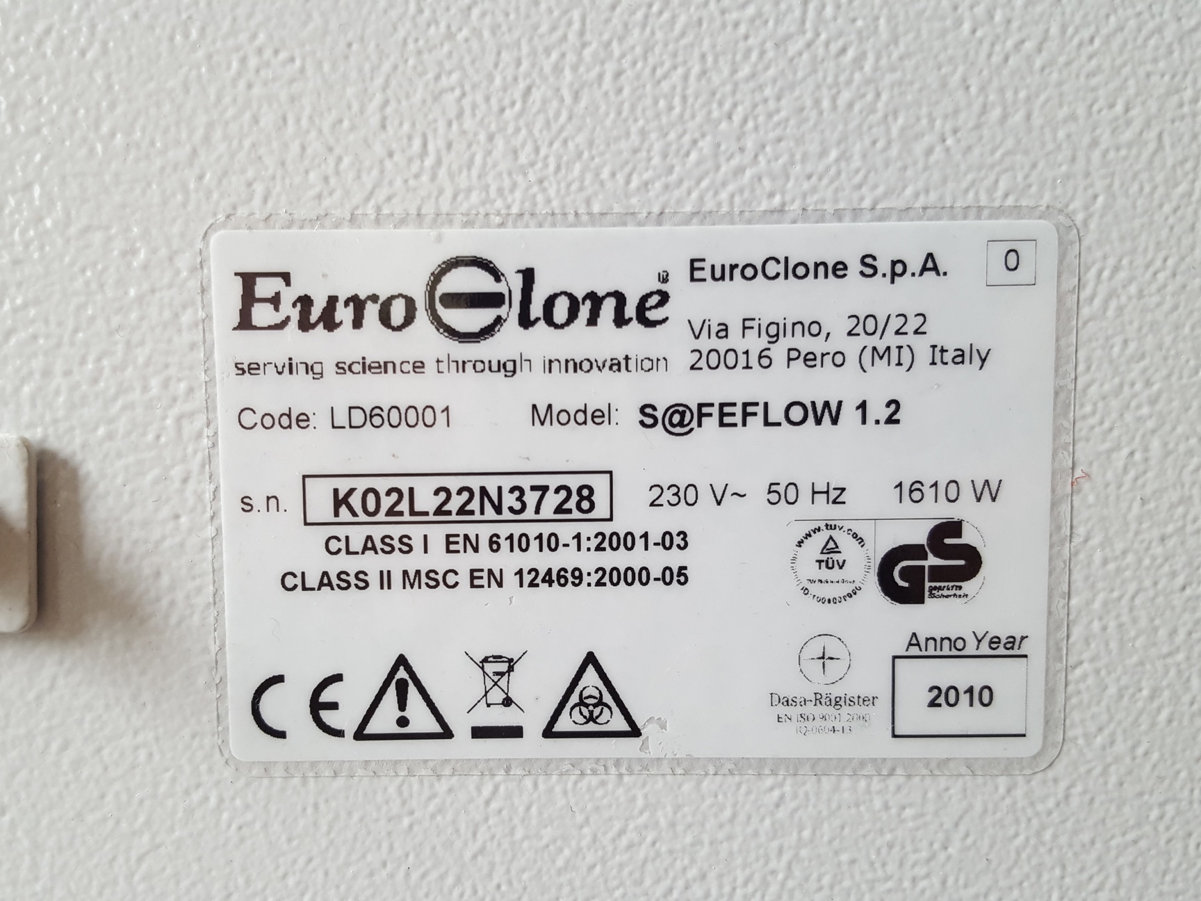 Image of BioAir Safeflow S@feFlow 1.2 Class II Microbiological Safety Cabinet & Stand Lab