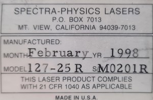 Thumbnail image of Spectra-Physics Lasers Mode 127-25R with Philips Type PW 6756/00 Power Supply 