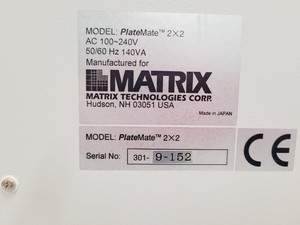 Thumbnail image of Matrix Technologies PlateMate 2x2 Automated Pipetting Workstation