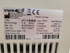 Thumbnail image of VWR Micro Star 17R Benchtop Laboratory Centrifuge Lab Spares/Repairs