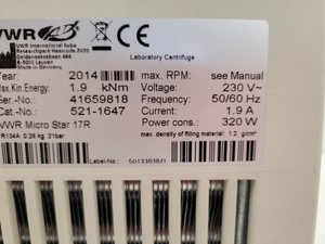 Thumbnail image of VWR Micro Star 17R Benchtop Laboratory Centrifuge Lab Spares/Repairs
