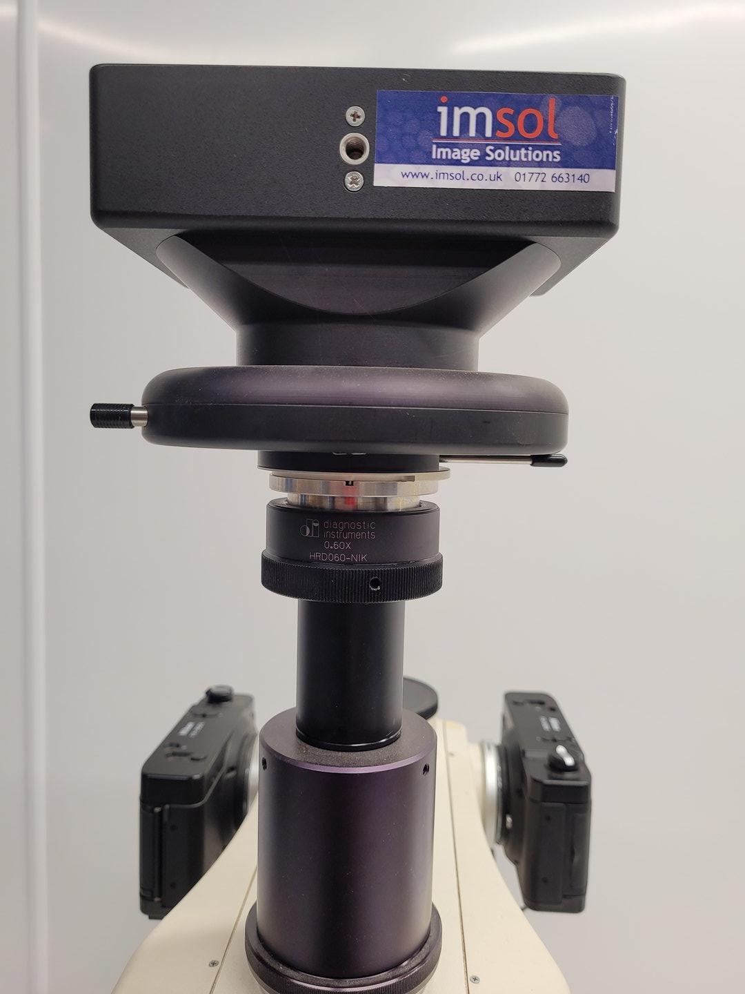 Image of Nikon Microphot-FXA Fluorescence Microscope with HP-10101AF PSU & 4 x Objectives