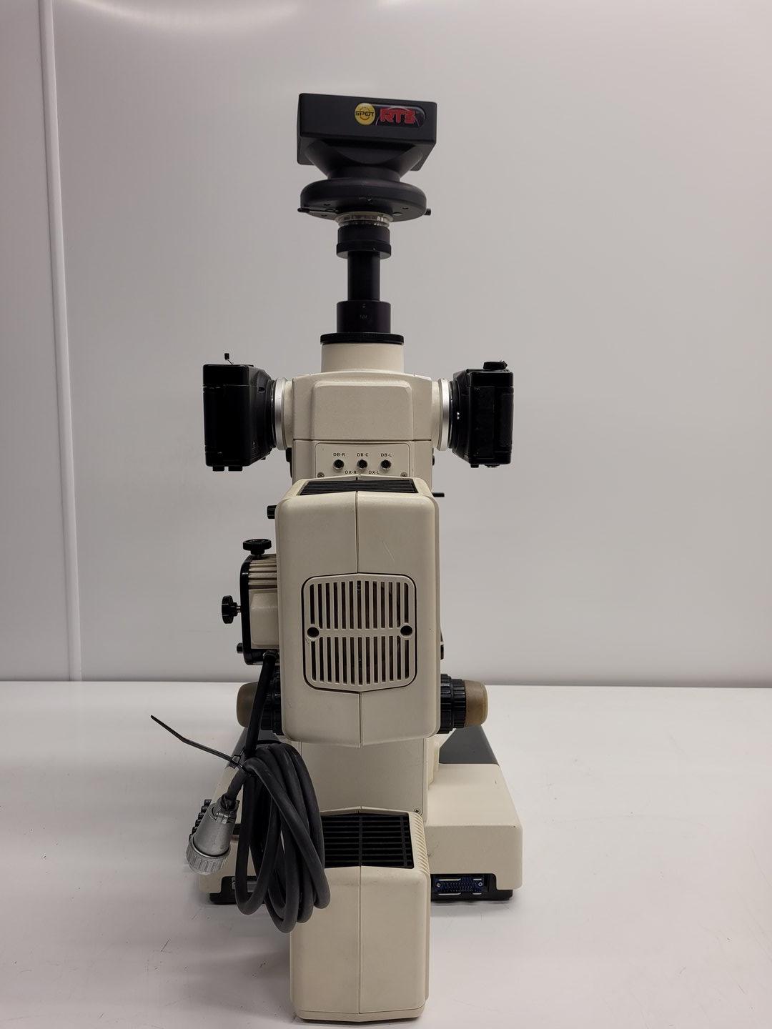 Image of Nikon Microphot-FXA Fluorescence Microscope with HP-10101AF PSU & 4 x Objectives