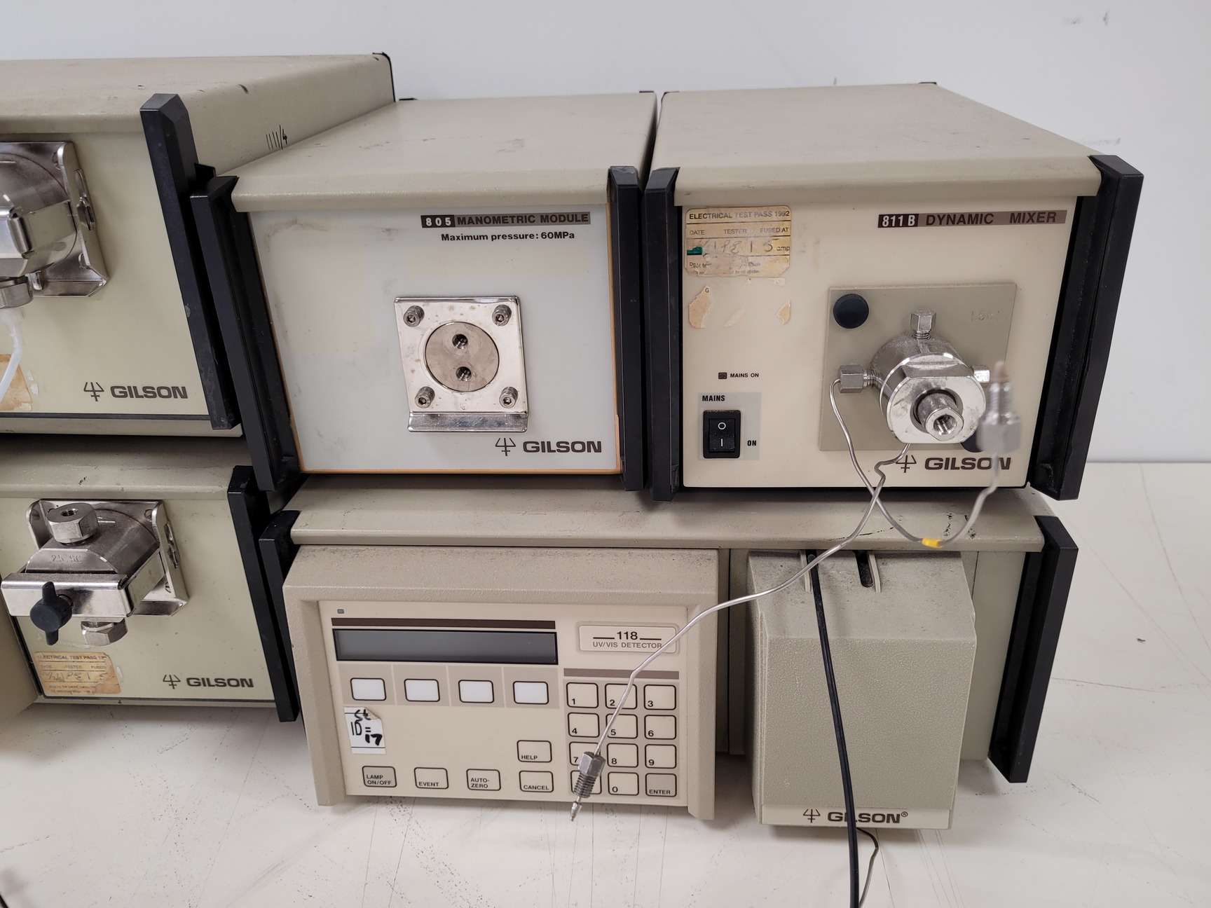 Image of Gilson HPLC Units - 305 Pumps, 118 UV/VIS Detector, 805 Manometric Module, 811B 