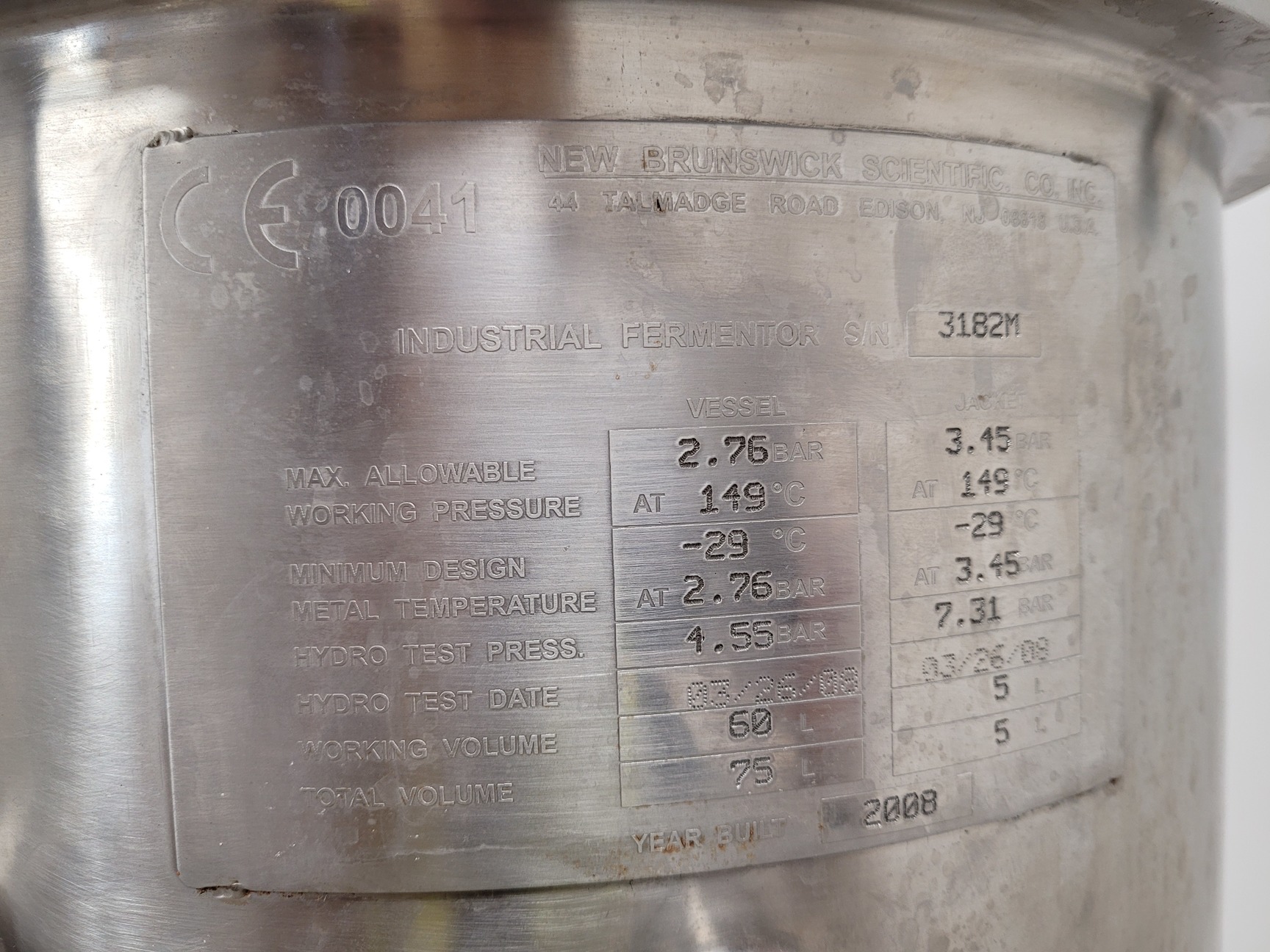 Image of New Brunswick Scientific BioFlo Pro 75l Fermentor System with Vessel Lab