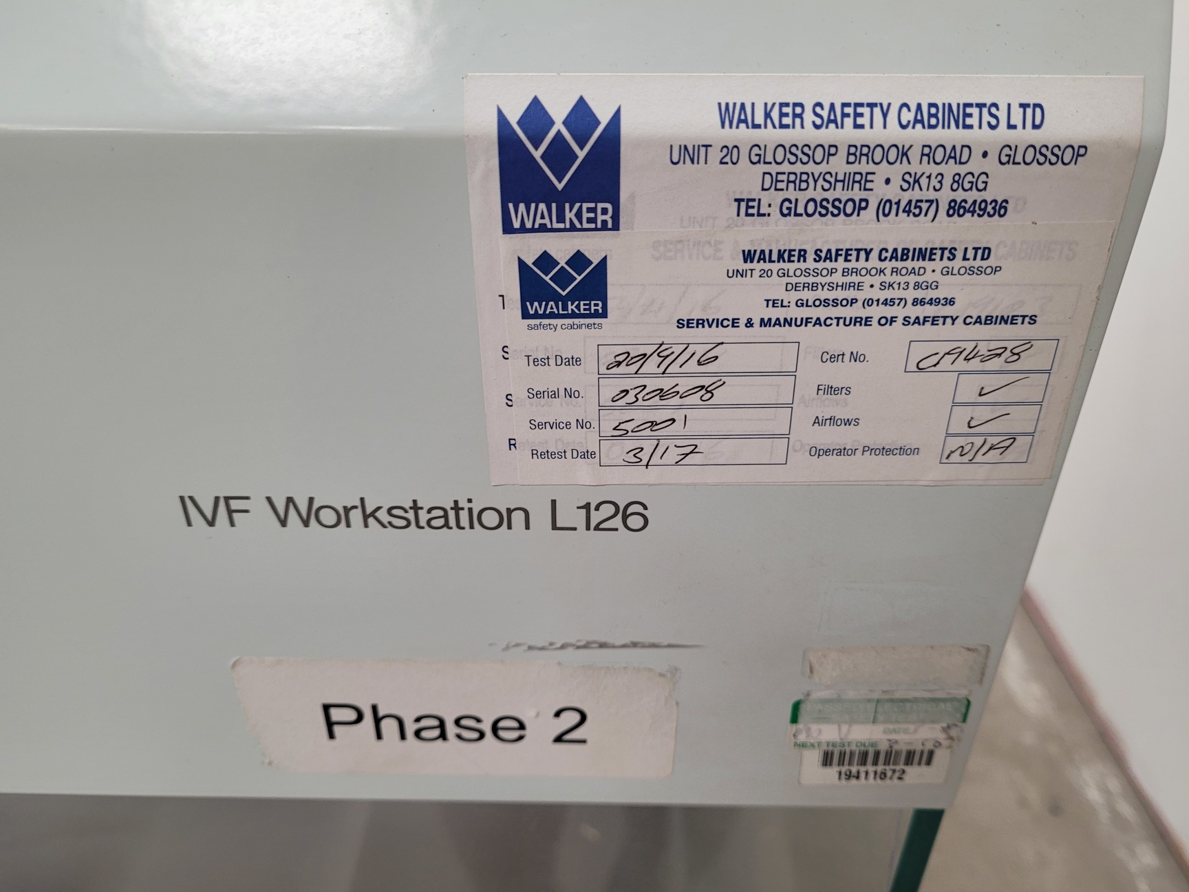 Image of K Systems IVF Workstation Type - L126 Class 1 Cabinet Clean Air Lab