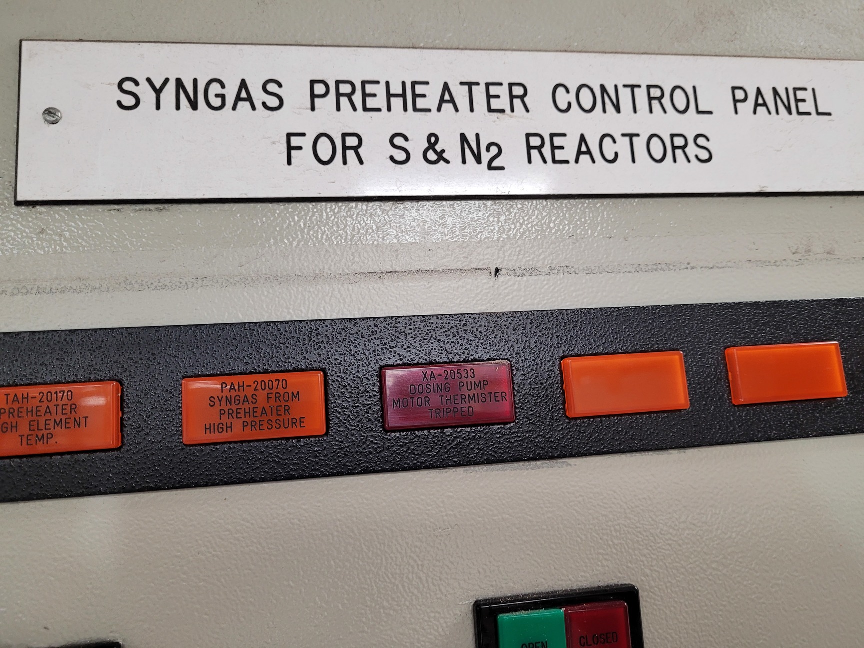 Image of Syngas Preheater Control Panel for S&N2 Reactors