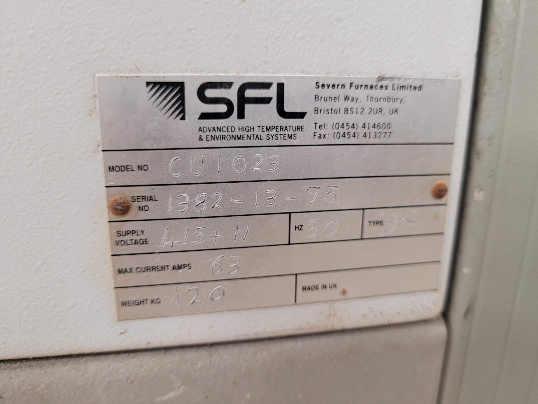 Image of SFL Advanced High Temperature & Environmental Systems Unit  Model no. CU1023 Lab