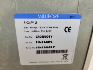 Thumbnail image of Millipore Water Purification System  Model - RiOs 5  Cat no. ZR0S5005Y Lab