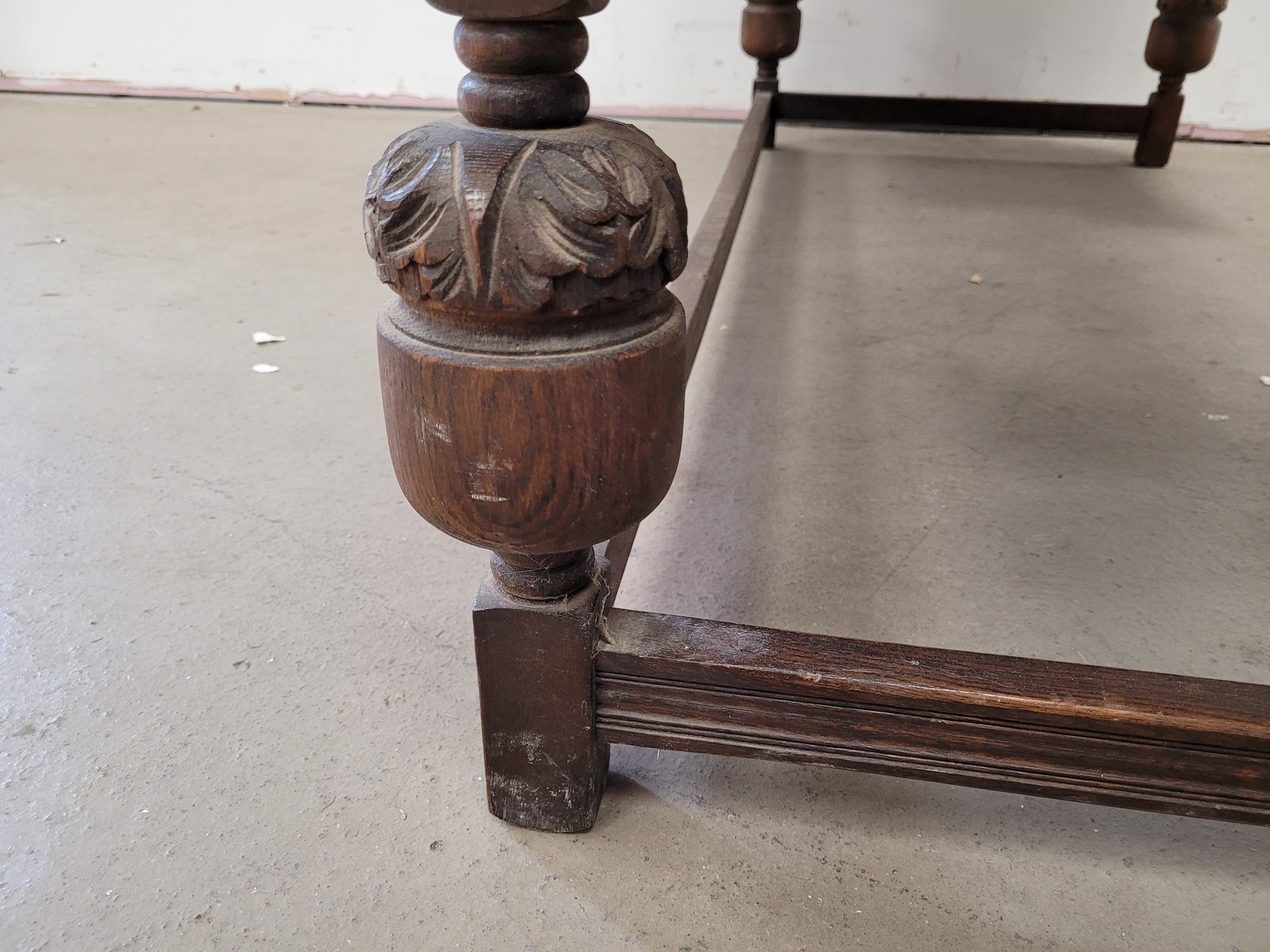 Image of Antique Carved Wood Leather Topped Twin Pedestal Desk with Cupboards and Drawers