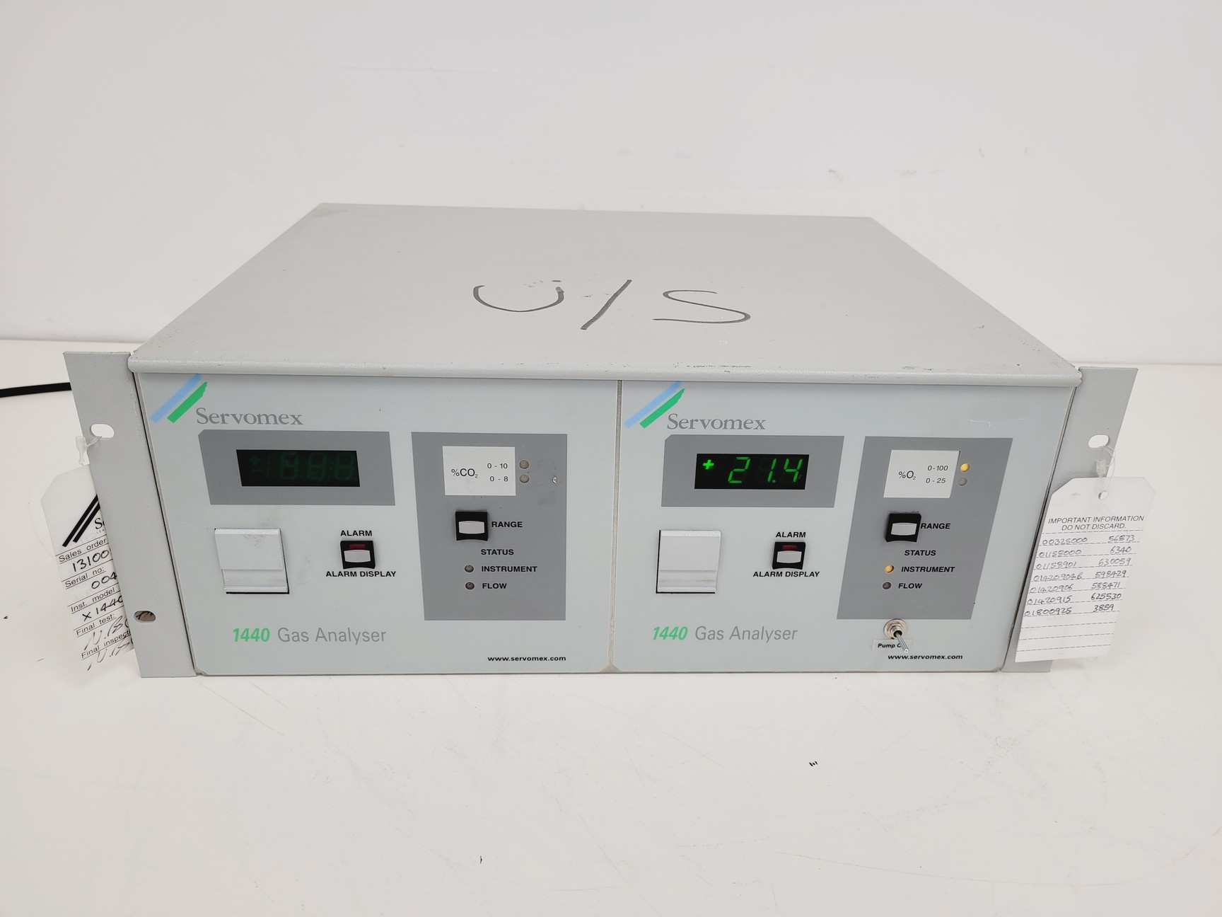 Image of Servomex 1440 Gas Analyser Double Twin Unit Lab Spares/Repairs