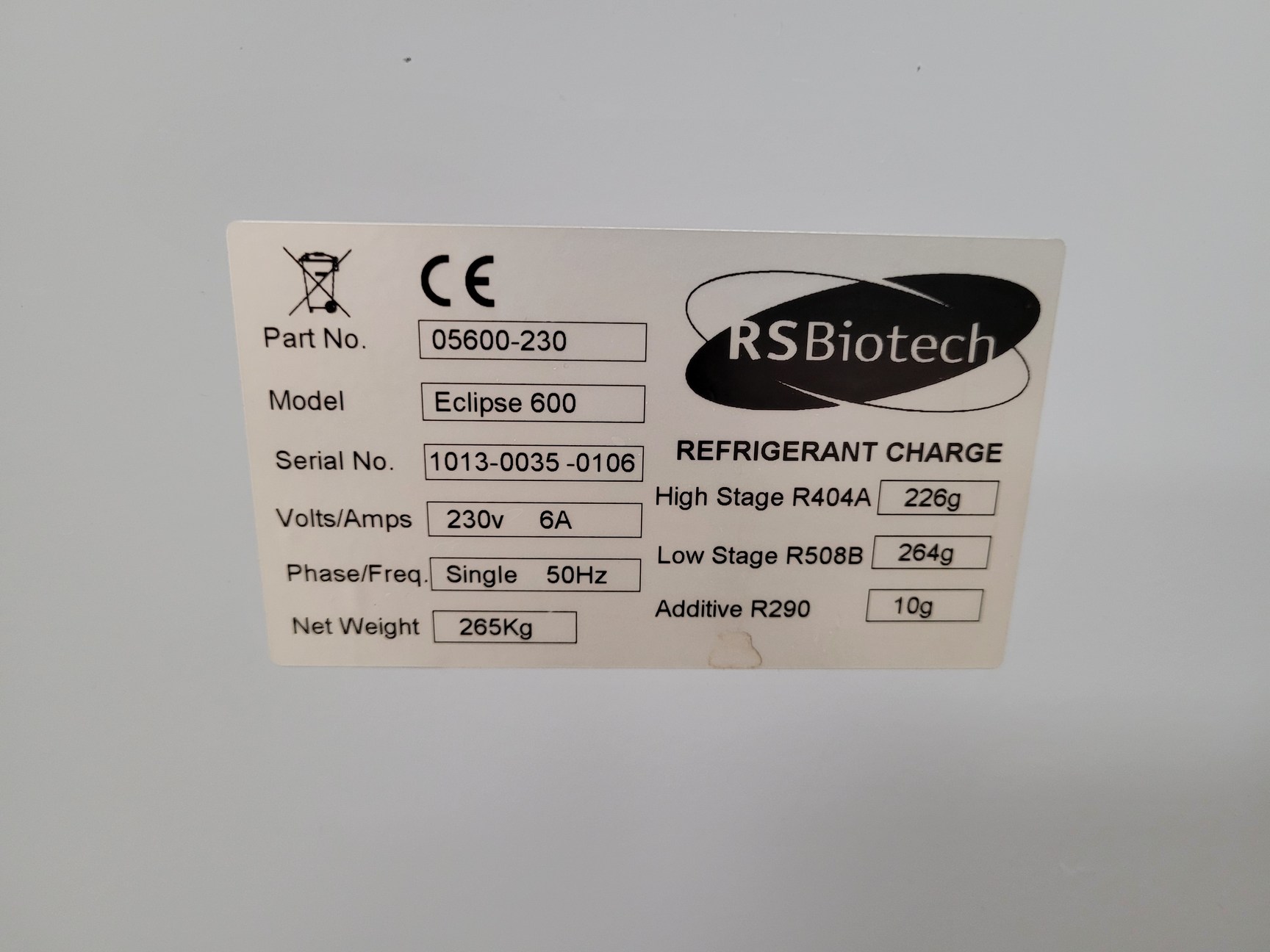 Image of RS Biotech Ultra-Low Temperature Freezer Eclipse 600 - 05600-230 Lab