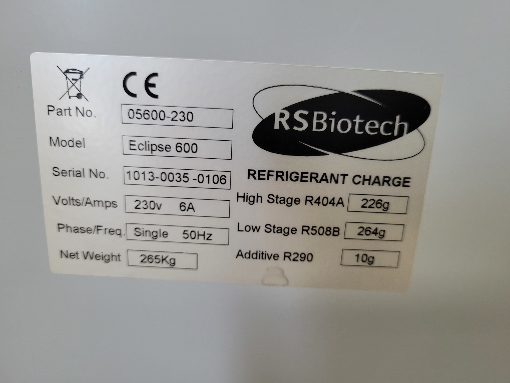 Image of RS Biotech Ultra-Low Temperature Freezer Eclipse 600 - 05600-230 Lab