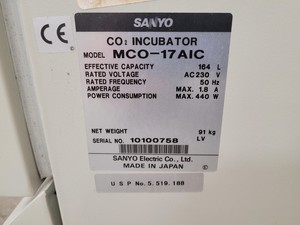 Thumbnail image of Sanyo Laboratory CO2 Incubator Stack  Models - MCO-17AIC / MCO-17AI Lab