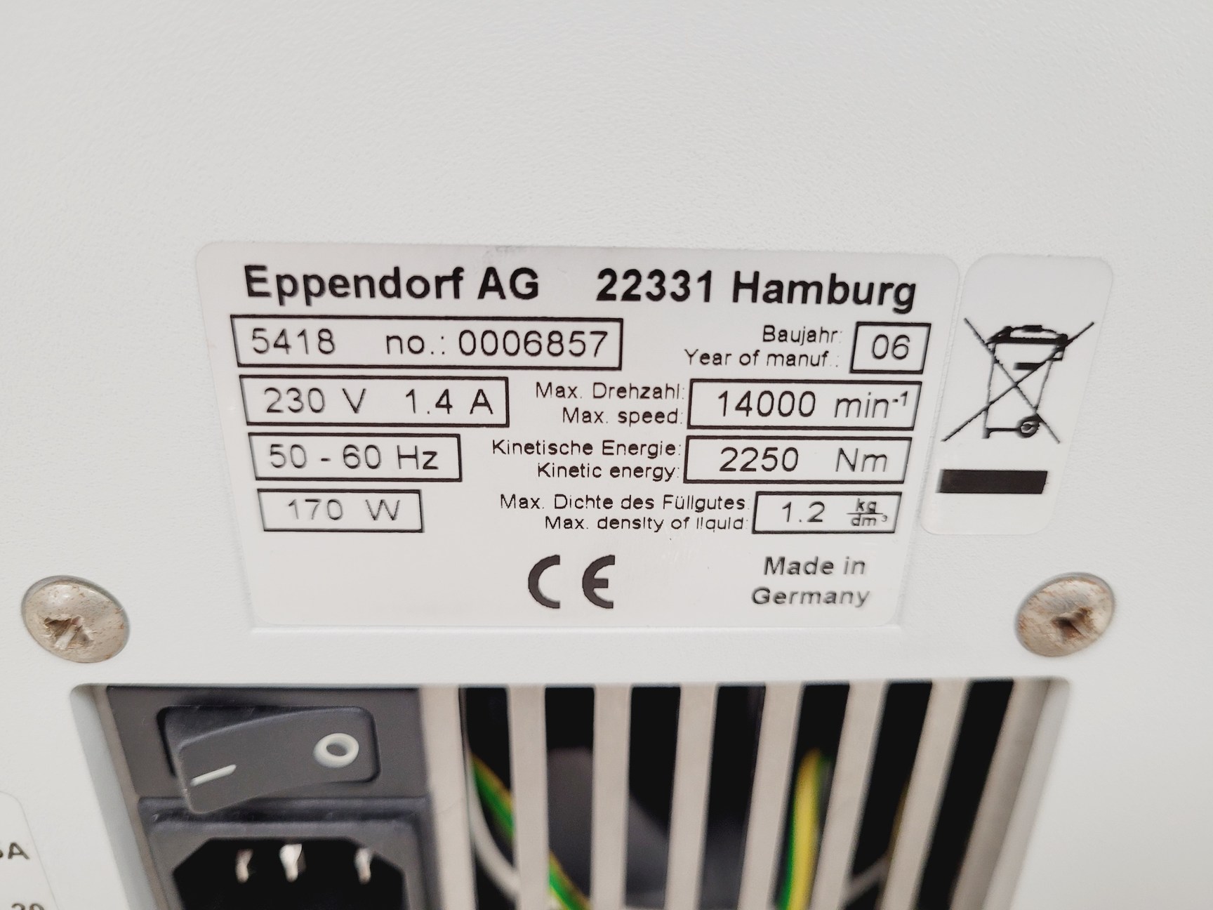 Image of Eppendorf Benchtop Centrifuge Model - 5418 + 14000rpm Rotor  FA-45-18-11 Lab