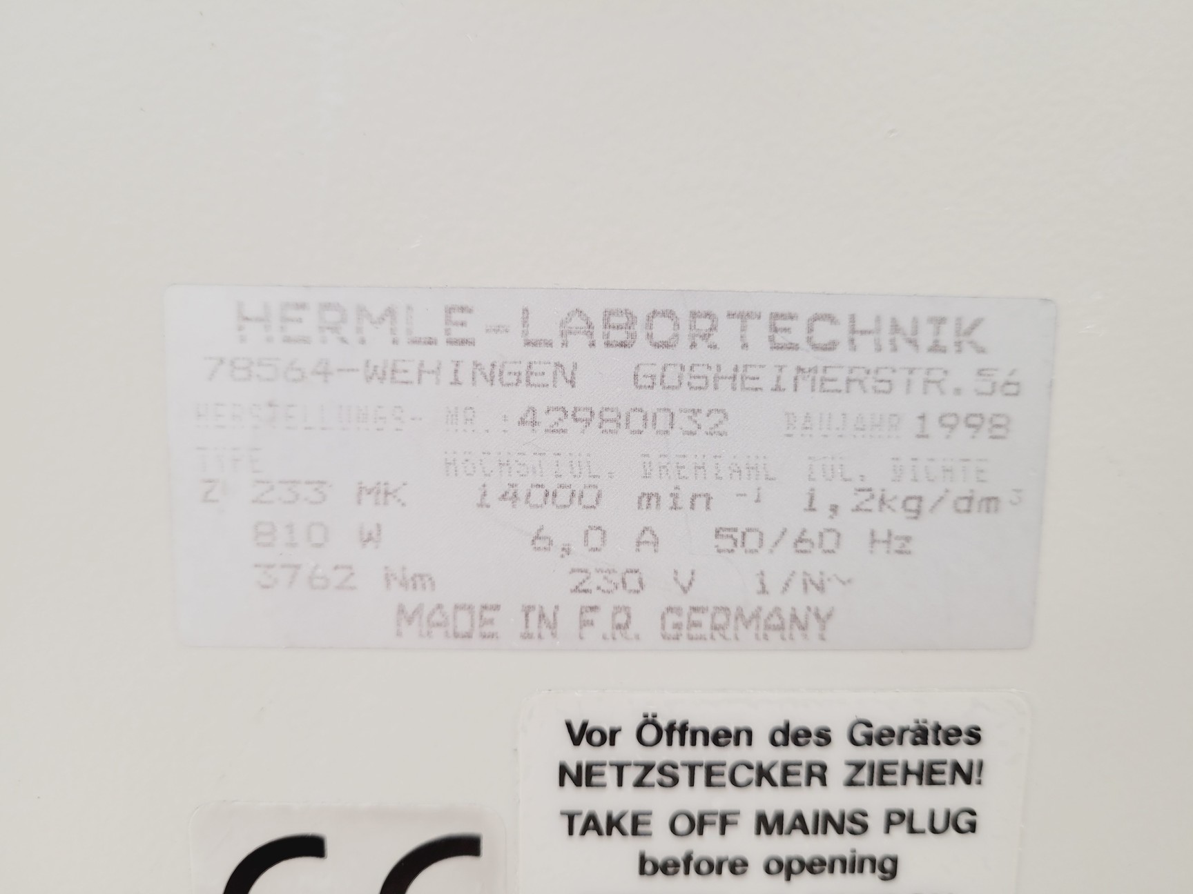 Image of Hermle - Labortechnik Refrigerated Centrifuge  Z 233 MK & 14000RPM Rotor Lab