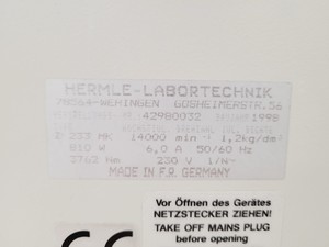 Thumbnail image of Hermle - Labortechnik Refrigerated Centrifuge  Z 233 MK & 14000RPM Rotor Lab