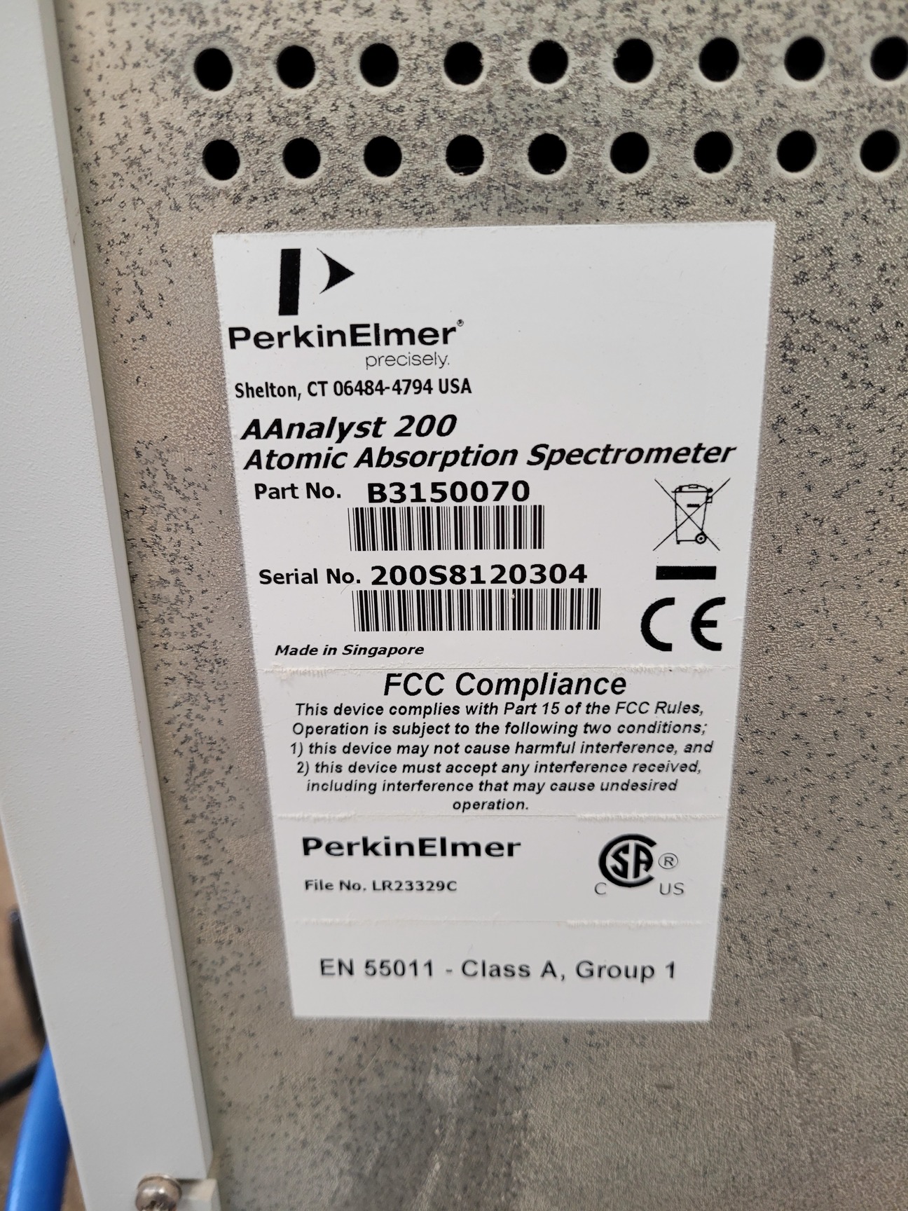 Image of Perkin Elmer AAnalyst 200 Atomic Absorption Spectrometer
