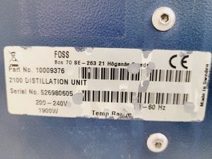 Thumbnail image of Foss Kjeltec 2100 Distillation Unit Lab