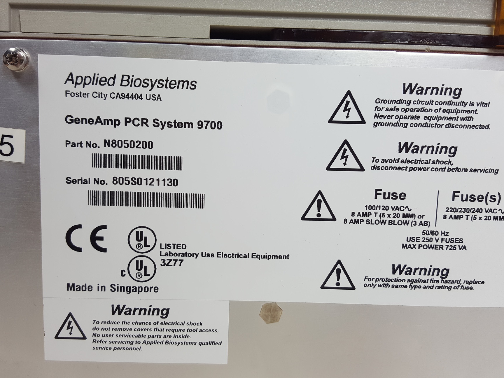 Image of Applied Biosystems Gene Amp PCR System  Model 9700 Lab