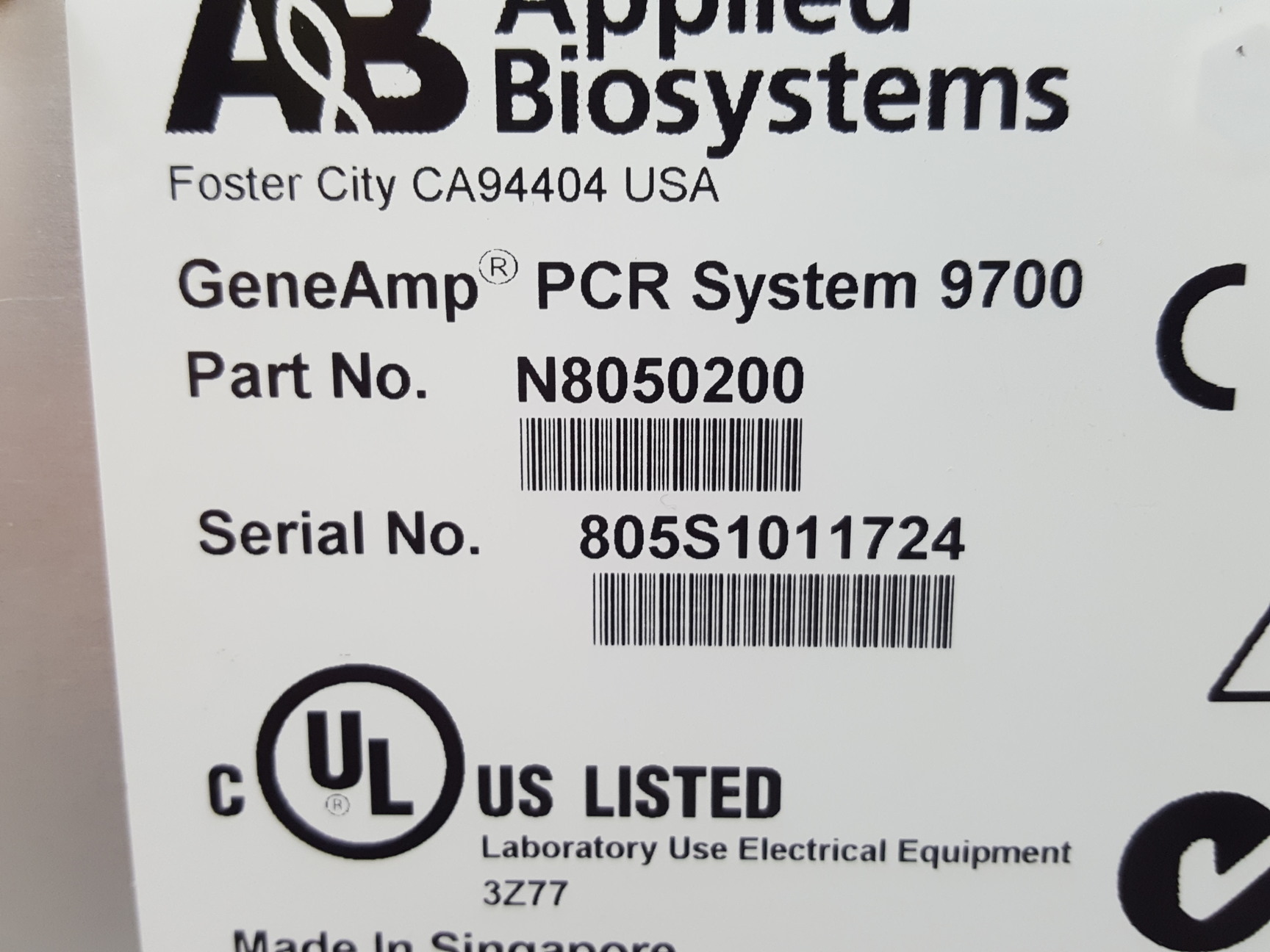 Image of Applied Biosystems Gene Amp PCR Thermal Cycler System  Model 9700 Lab