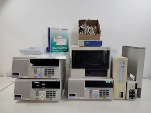Thumbnail image of Perkin Elmer Series 200 HPLC System - Degasser, Detector, Pump, Autosampler Lab