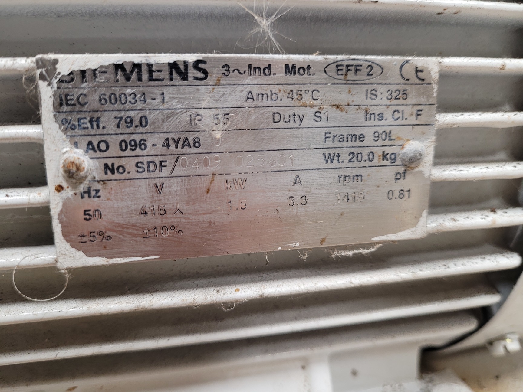 Siemens IEC-60034-1 Pump with Heat Exchanger