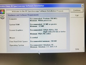 Thumbnail image of Perkin Elmer IR Spectroscopy v2.0 Software 1998 Lab