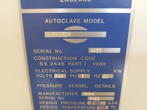 Thumbnail image of Rodwell Monarch RS1 Top Loading Laboratory Autoclave Lab