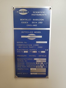 Thumbnail image of Rodwell Monarch RS1 Top Loading Laboratory Autoclave Lab