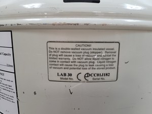 Thumbnail image of MVE LAB 30 Liquid Nitrogen Dewar with Trolley 30 Litre Lab