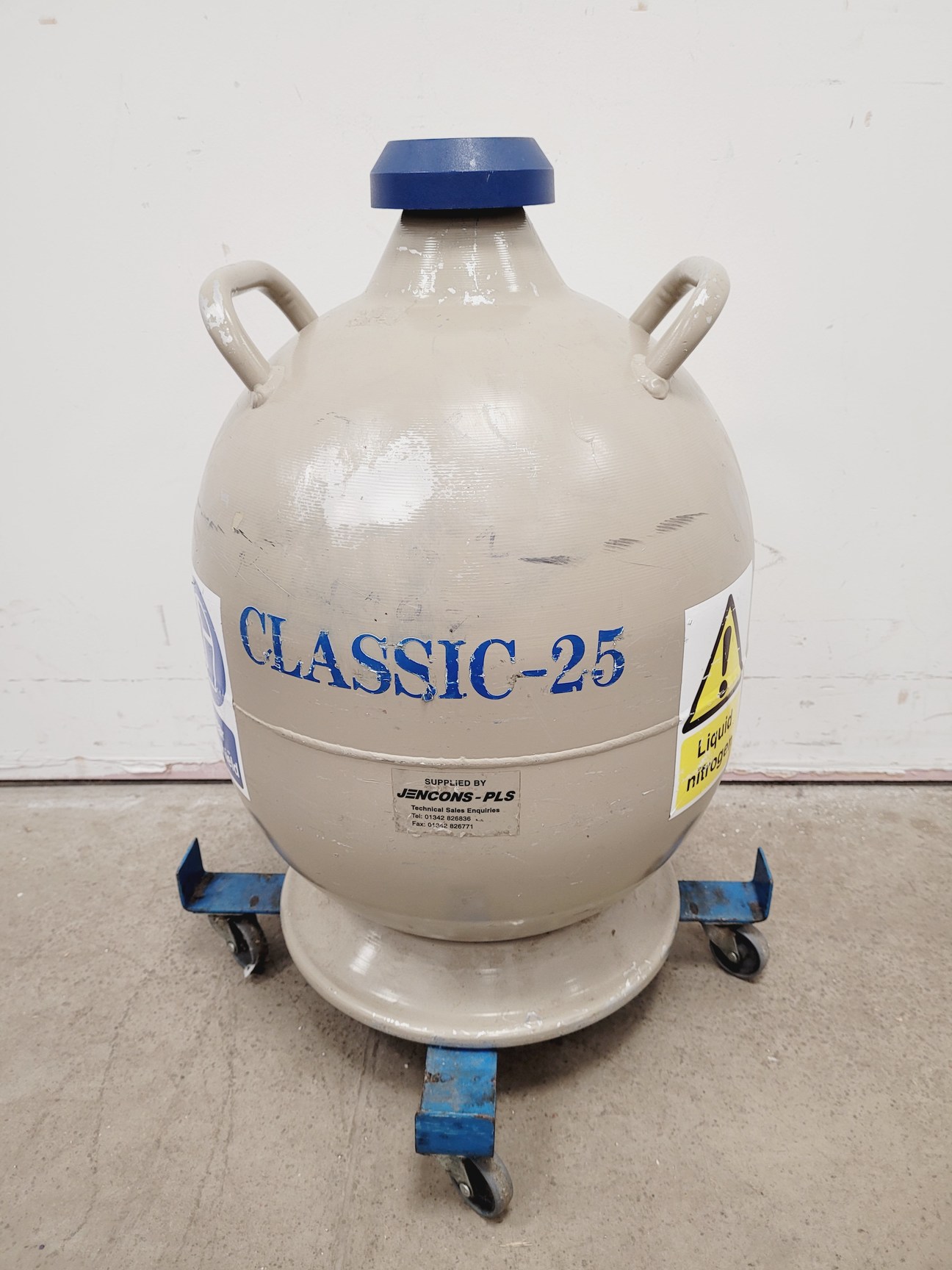 Image of Jencons Taylor-Wharton Classic 25 Liquid Nitrogen Storage Dewar with Trolley lab