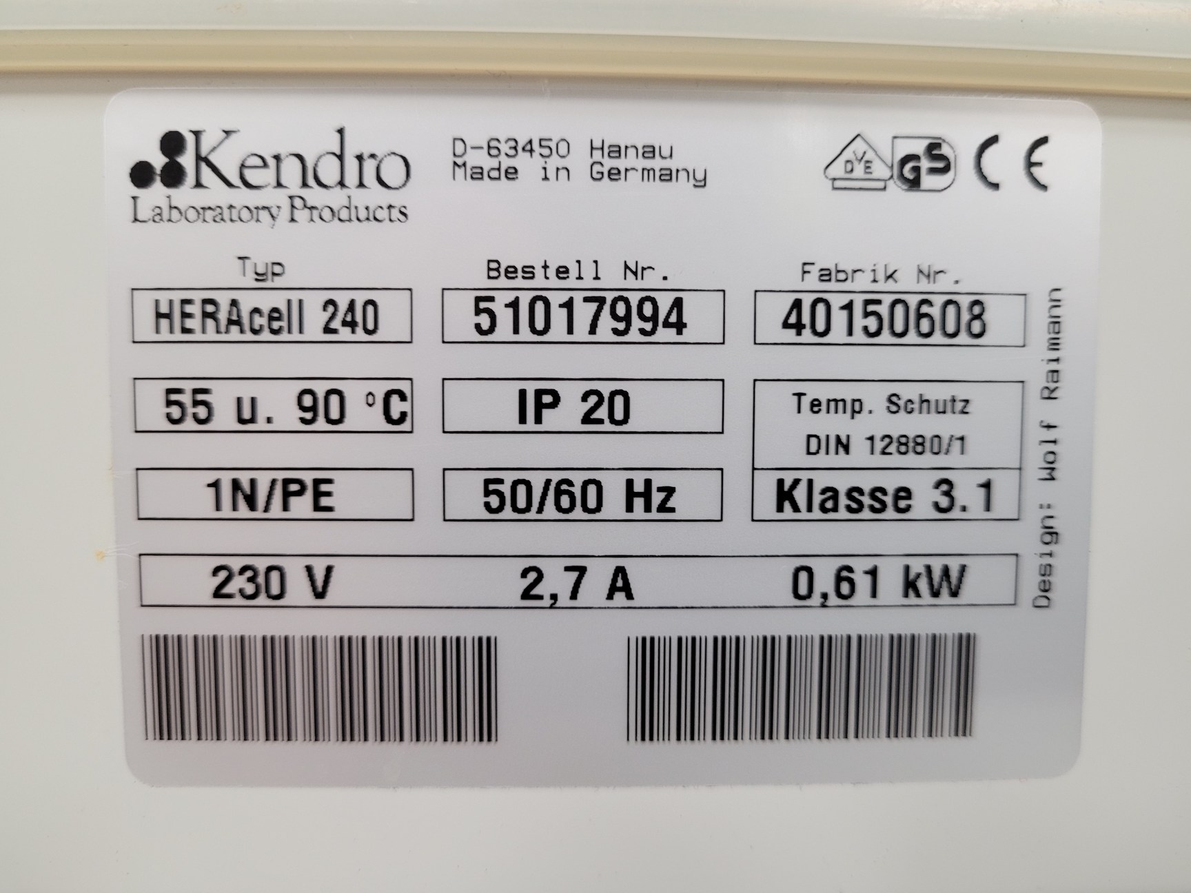 Image of Kendro HERACell 240 Laboratory CO2 Incubator Lab