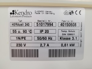 Thumbnail image of Kendro HERACell 240 Laboratory CO2 Incubator Lab