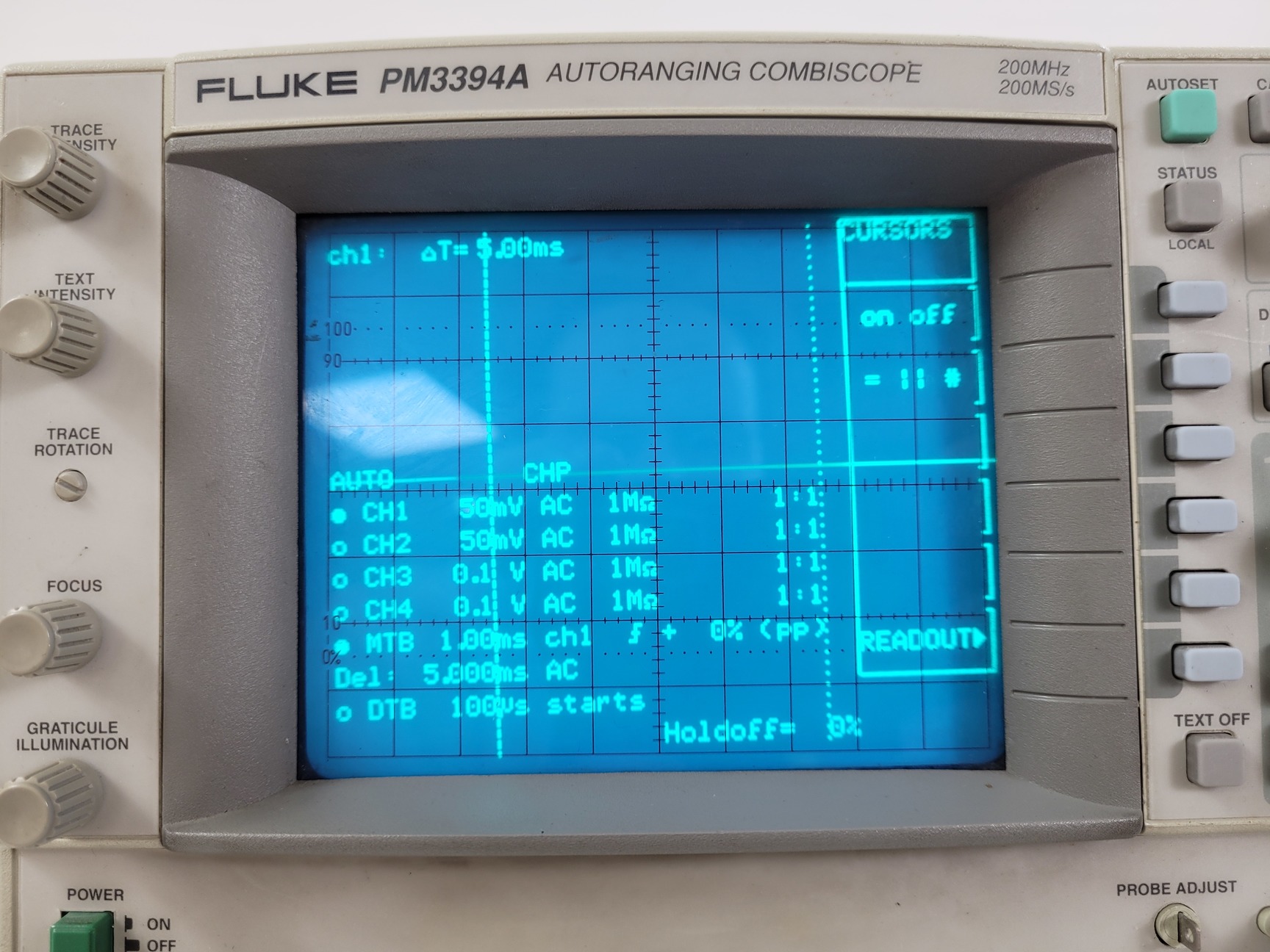Image of FLUKE Autoranging Combiscope Oscilloscope Model PM3394A Lab