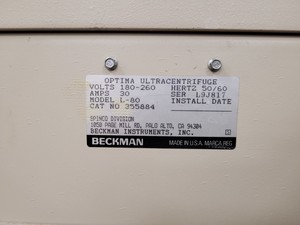 Thumbnail image of Beckman Coulter L-80 Optima Ultracentrifuge Lab