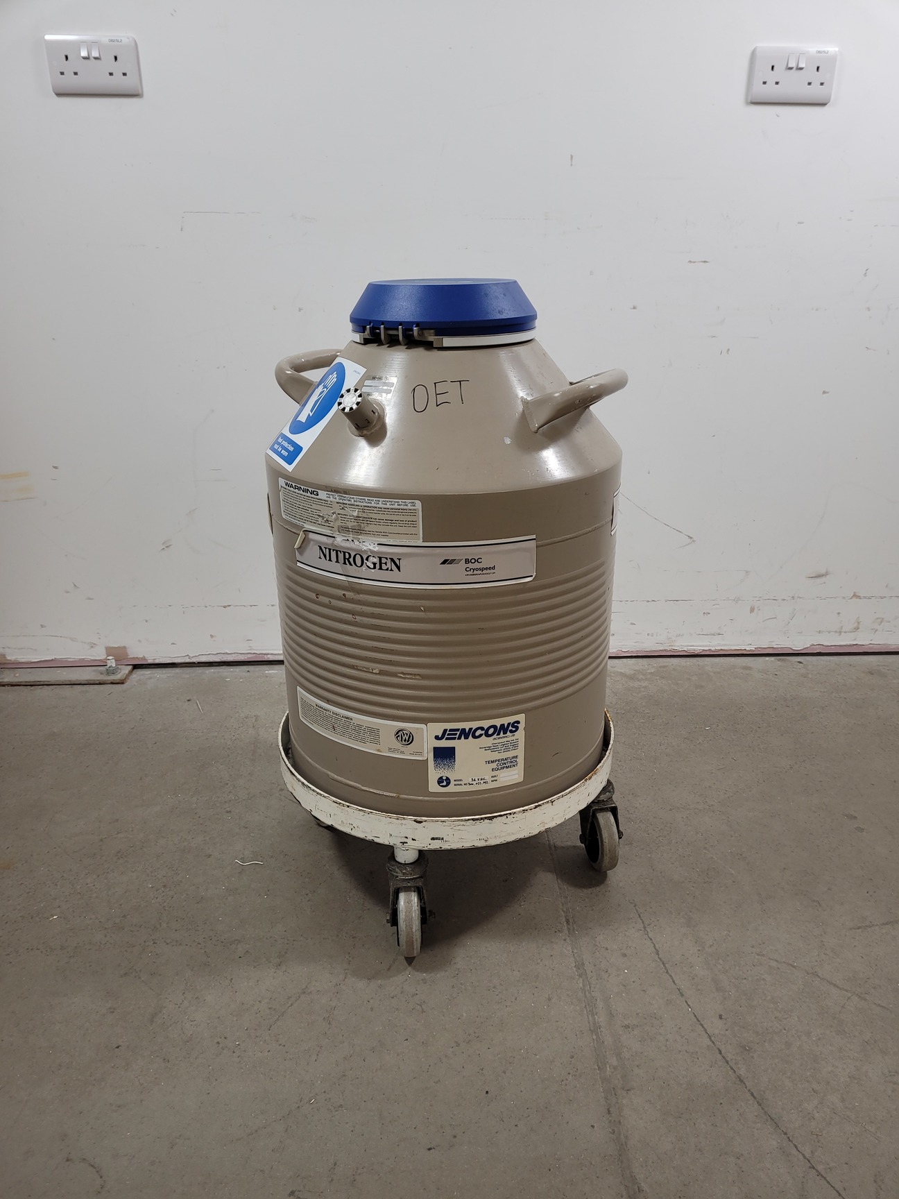 Image of Taylor-Wharton Jencons 36-VHC Liquid Nitrogen Dewar with Racks and Trolley Lab