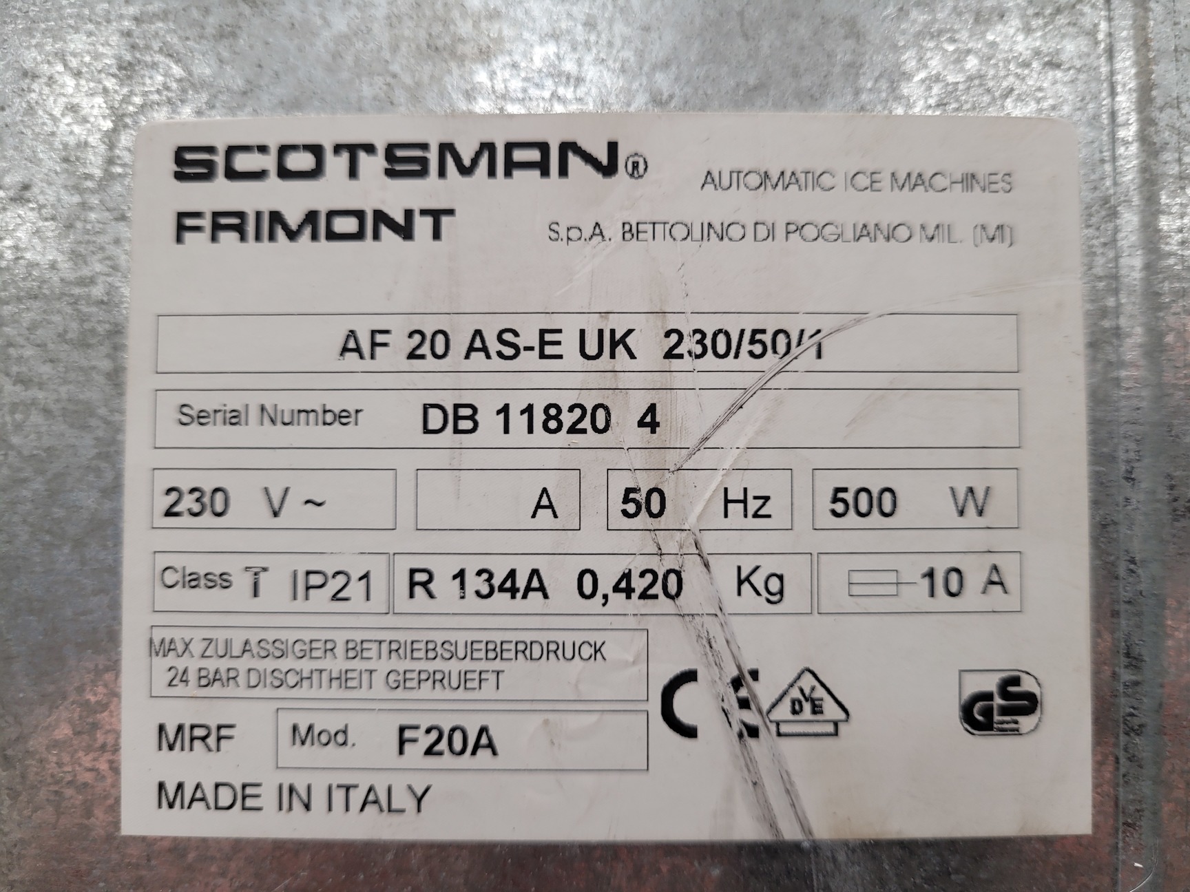 Image of Scotsman Ice Machine  Model  AF20  Lab Spares/Repairs
