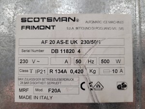 Thumbnail image of Scotsman Ice Machine  Model  AF20  Lab Spares/Repairs