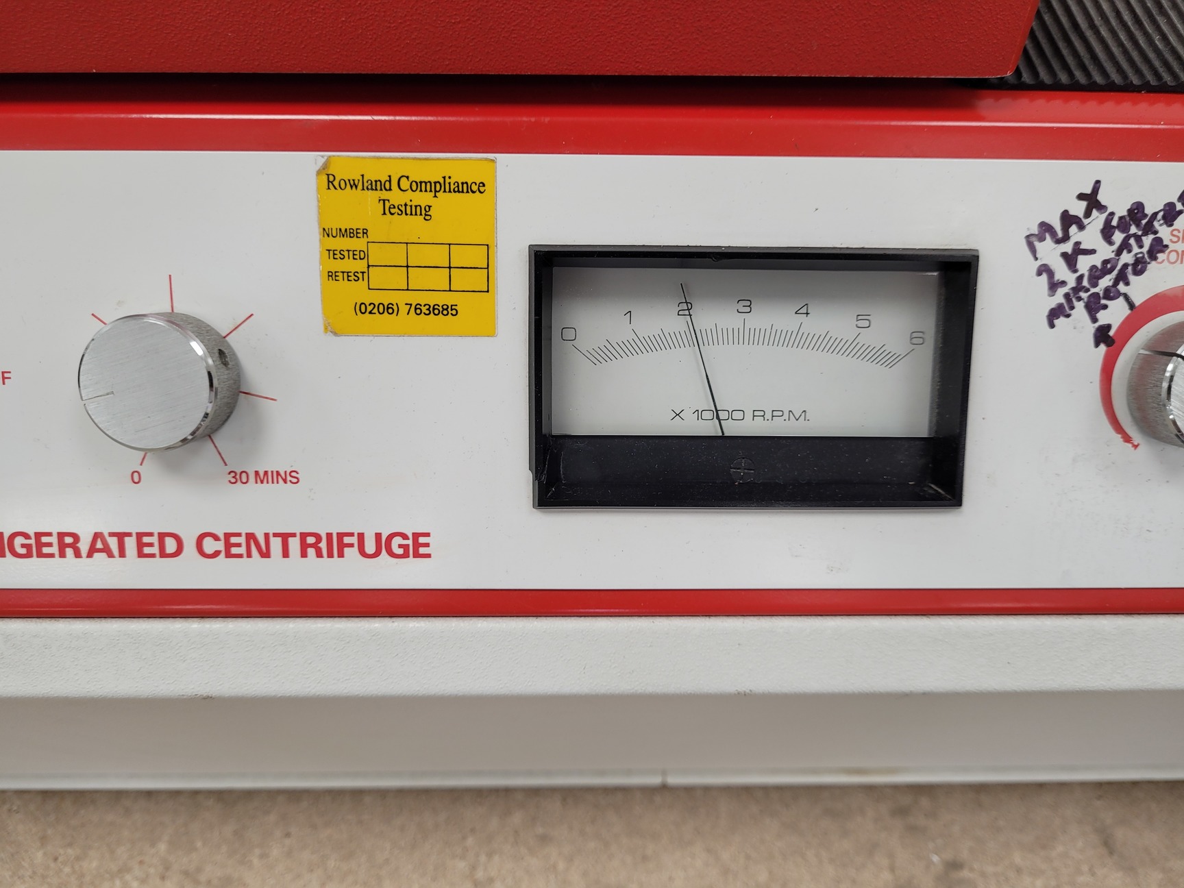 Image of Denley Refrigerated Centrifuge Model BR401 with Rotor Lab 901306 microplate