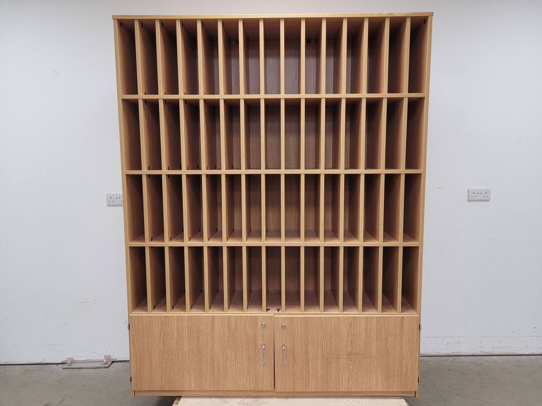 Image of 60 Compartment Pigeon Hole Literature/Mail Organiser with Cupboards & Keys