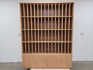 Thumbnail image of 60 Compartment Pigeon Hole Literature/Mail Organiser with Cupboards & Keys