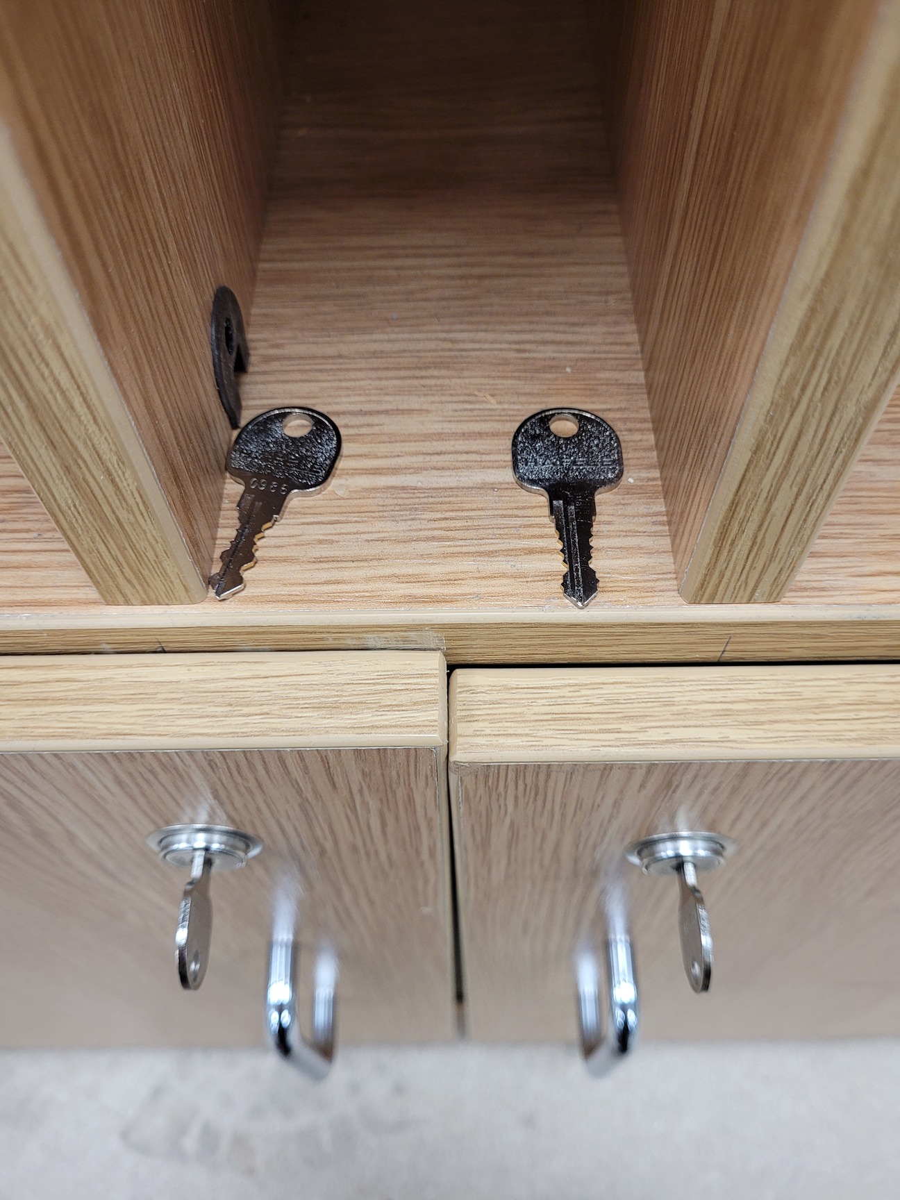 Image of 60 Compartment Pigeon Hole Literature/Mail Organiser with Cupboards & Keys