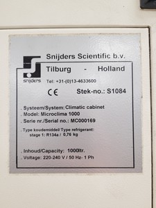 Thumbnail image of Snijders Scientific Microclima 1000 Large Plant Growth Chamber Incubator Lab