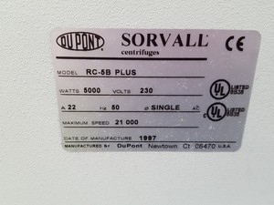 Thumbnail image of Sorvall Refrigerated Laboratory Centrifuge RC-5B Plus with SS-34 Rotor Lab